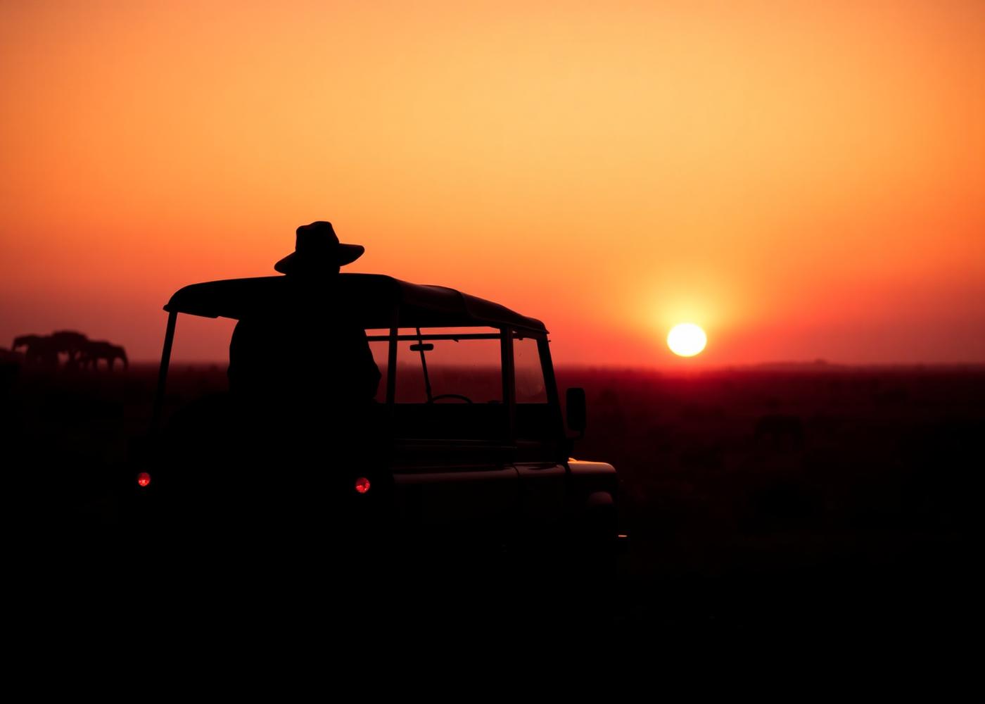 Safari guide at sunset